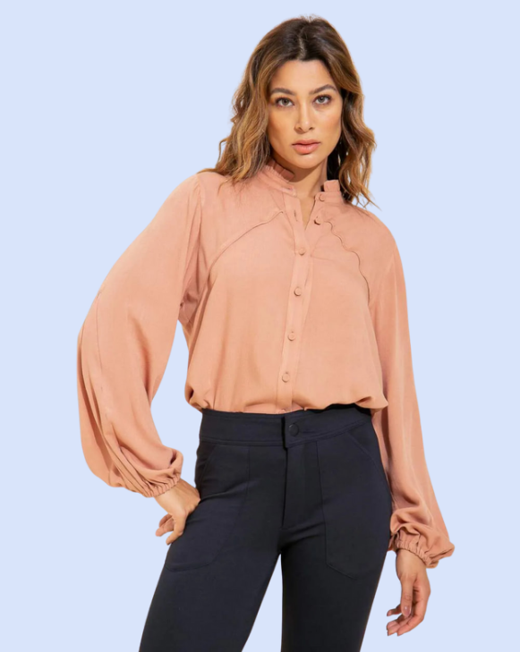 Camisa Feminina Creponada