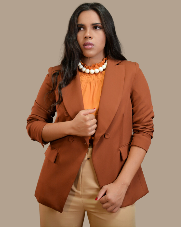 Blazer Feminino Alfaiataria Caramelo