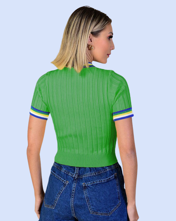 Blusa Modal Gola Listras do Brasil