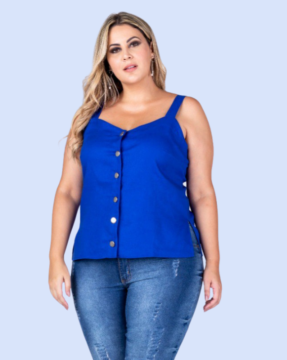 Blusa Feminina Viscolinho Com Botões