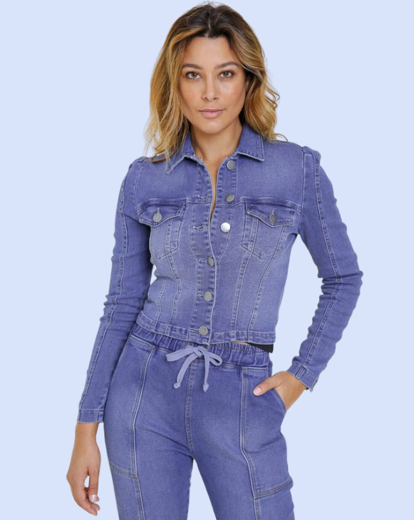 Jaqueta Cropped Feminina Denim