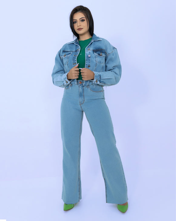 Jaqueta Jeans Cropped Over Polaris