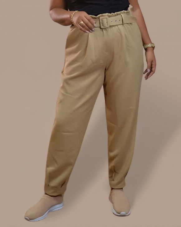 Calça Clochard  Alfaiataria Feminina Com Cinto