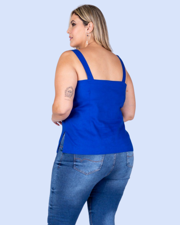 Blusa Feminina Viscolinho Com Botões